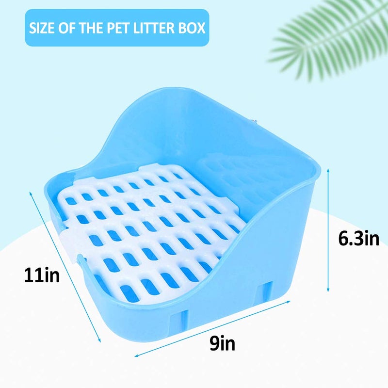 kathson Rabbit Litter Box, Rat Litter Tray Ferret Potty Training Corner Litter Pan Cage Cleaner for Chinchillas Guinea Pigs(Blue) - Image 5